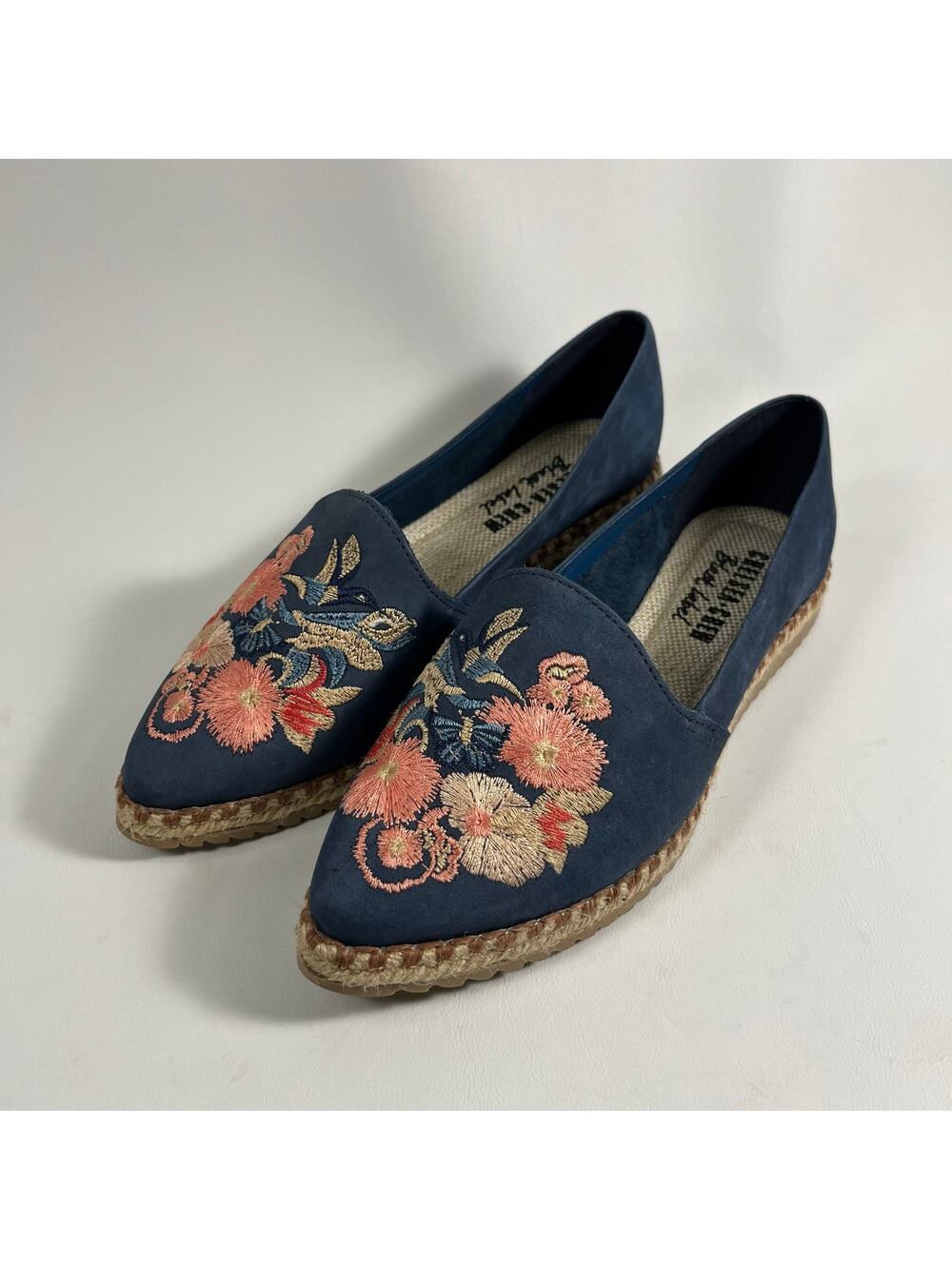 Chelsea Crew Black Label Sutton Espadrille Flats Embroidered Sz 6 Boho Casual